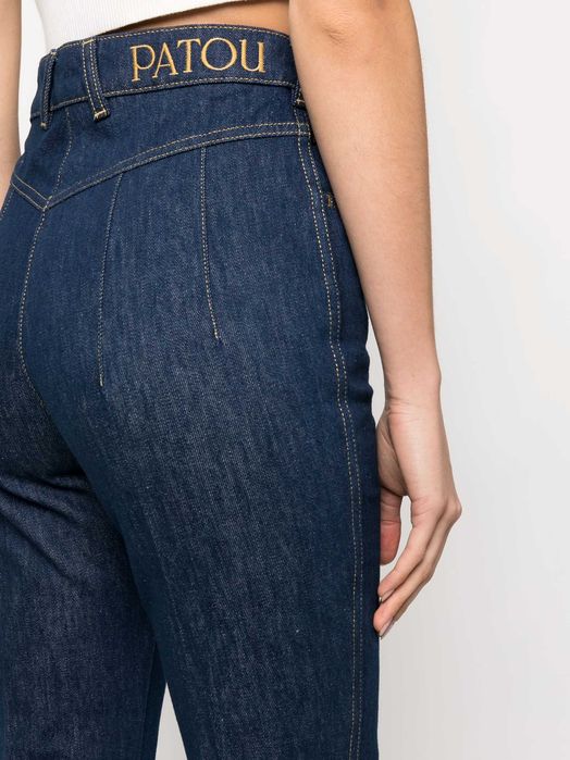 patou jeans blue navy gold details high waist new