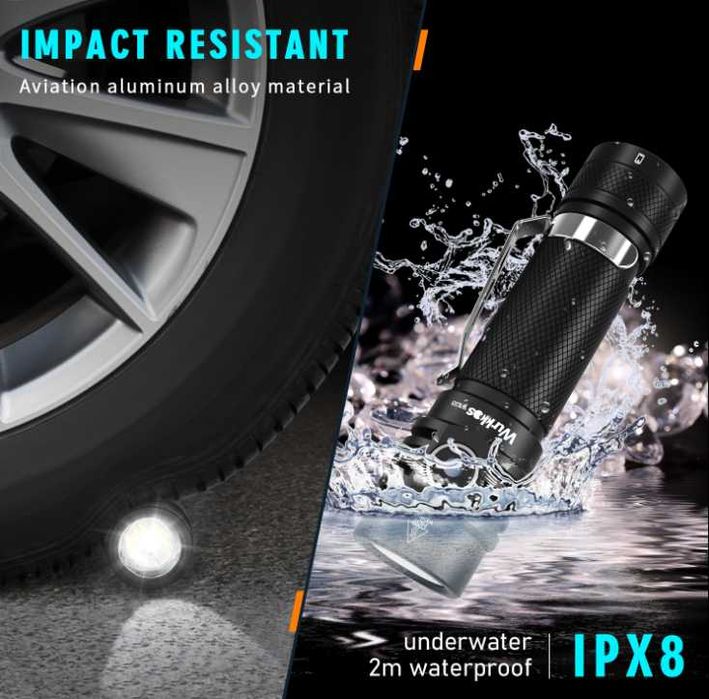 Високомощен Тактически Фенер Sofirn SC18 EDC Wurkkos WK03 1800LM Luminus SST40 LED IP68 18650 ATR TIR Оптика 90° Лъч 55грама 6061 Аерокосмически Клас