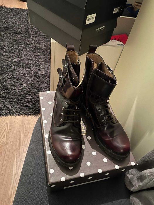 Зара женски боти в бежово и бордо еко кожа 37 номер