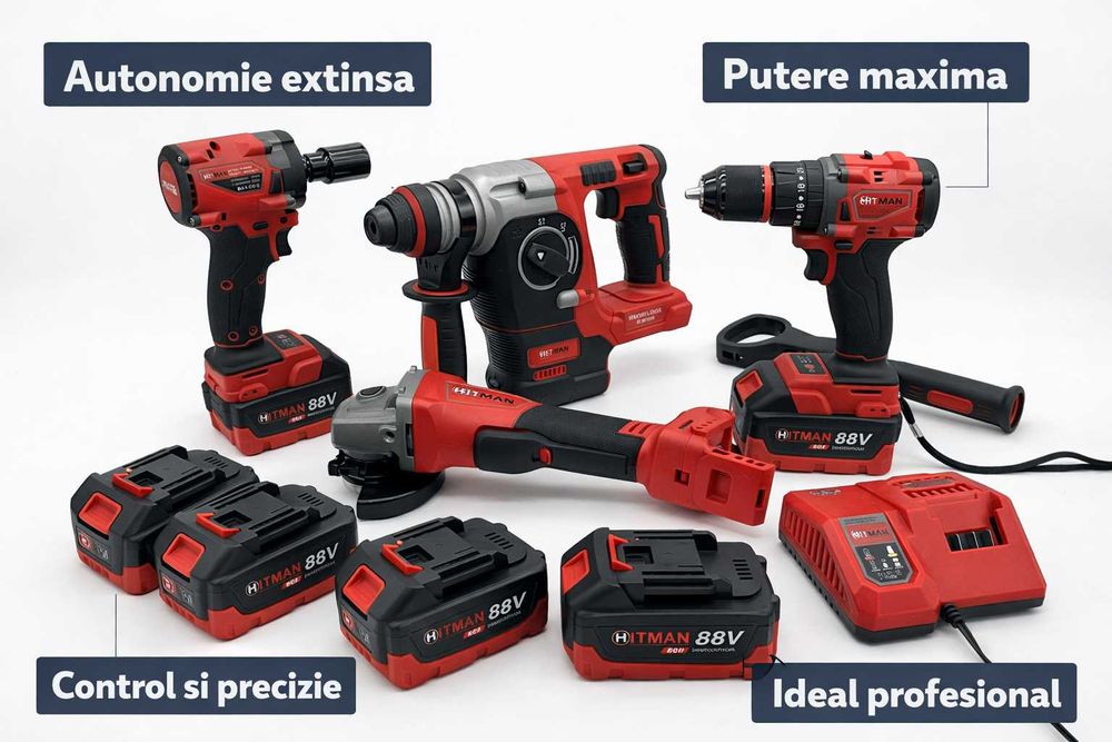 Set scule 88V 4 unelte 4 baterii putere maxima