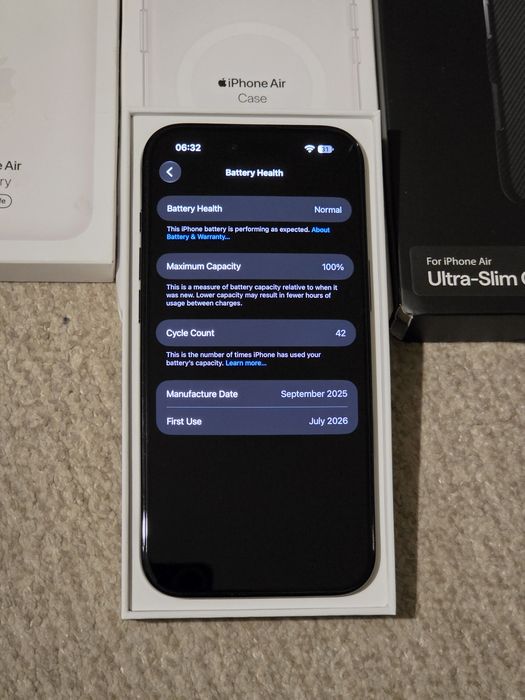 iPhone Air, Space Black, 256GB ,5G , Garanție ,Pachet extra full