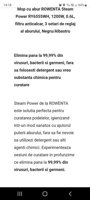 Vand mop cu abur Rowenta