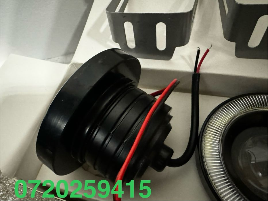 Set 2 Proiectoare LED ceata cu Lupa si Angel Eyes 86 mm 12v doua faze