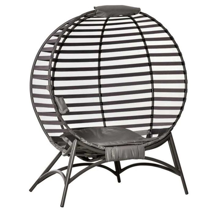 Градински стол Outsunny Papasan, 2 плетени стола с възглавница