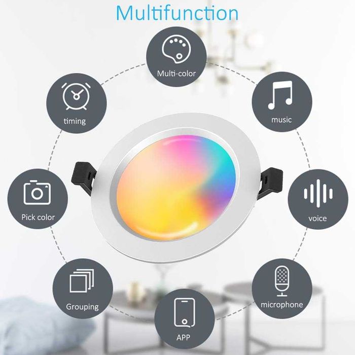 Set 4 Spoturi LED încastrate WiFi 15W 1200LM RGBCW,Bluetooth,Smart