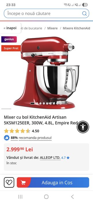 Robot  KITCHENAID ARTISAN nou , sigilat
