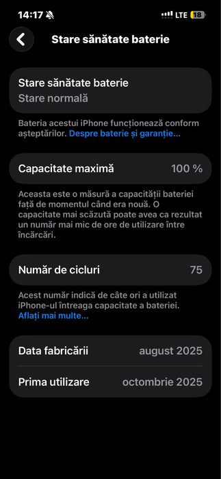 Vand iphone 16 E 128 gb 100% baterie