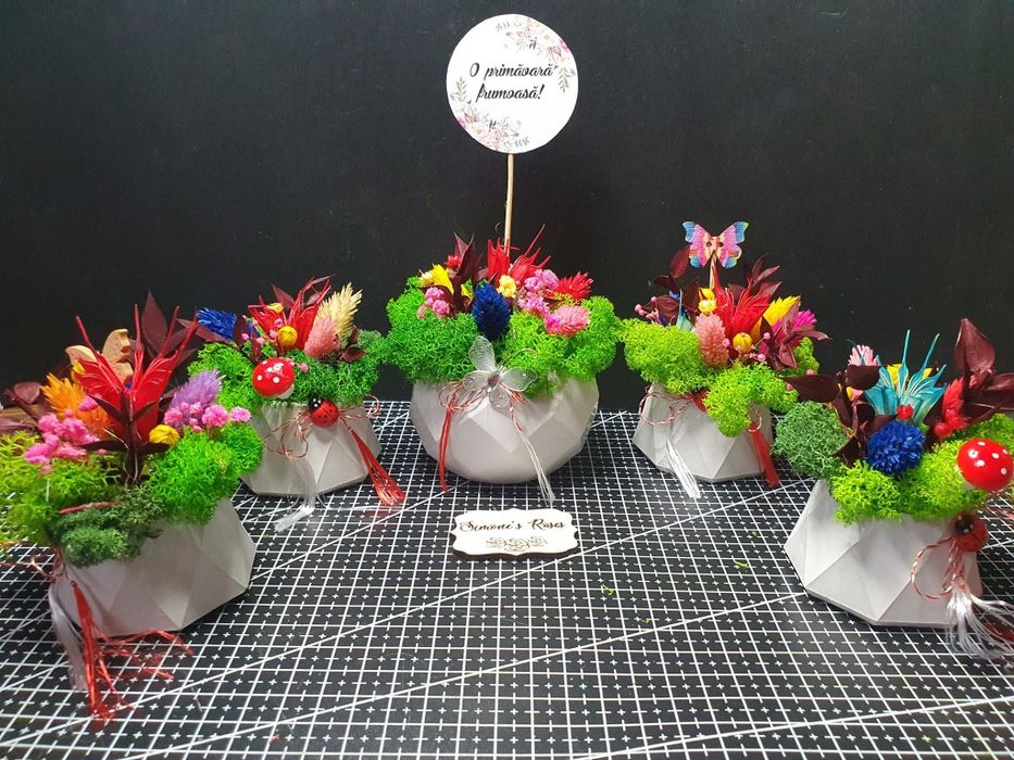 Minivaze mărțișor cu licheni