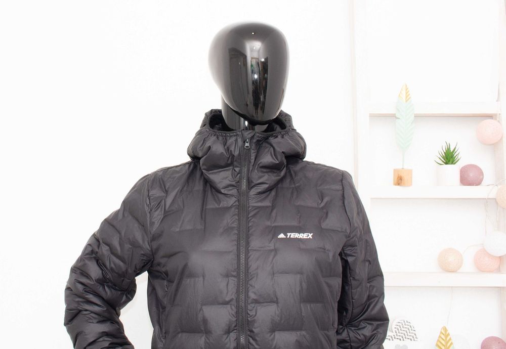 Adidas Terrex оригинално дамско пухено яке черно качулка пълнеж пух М