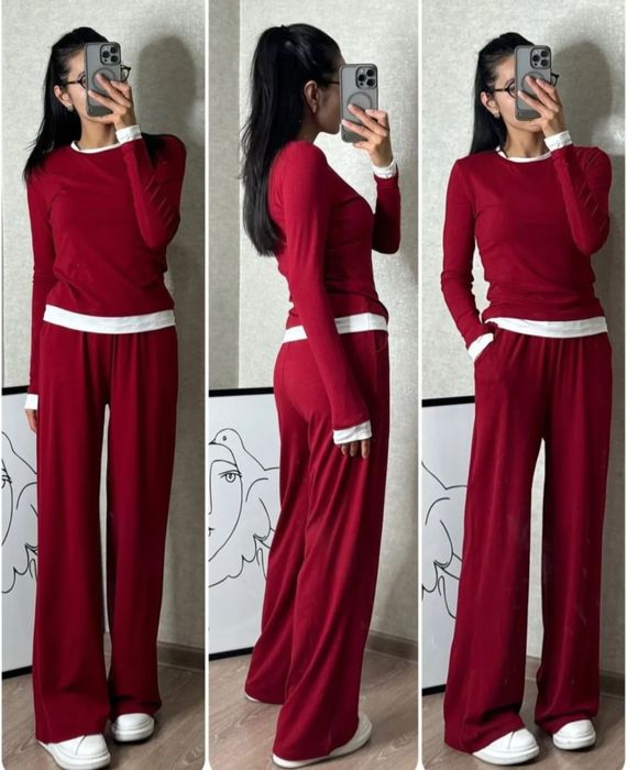 женская двойка бордовый