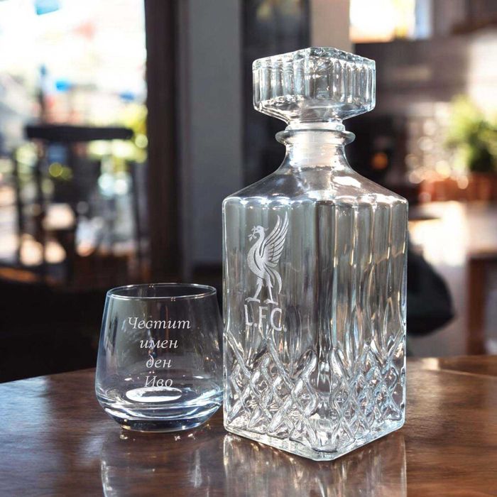 Лазерно гравирани по ваш избор ПРОМО СЕТОВЕ от стъклени чаши + гарафа