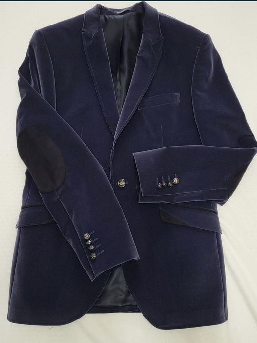 Sacou nou catifea bărbați mărime 46 blue-petrol