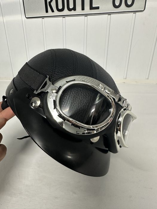 Casca moto braincap nazy chopper retro cu ochelari atv scuter