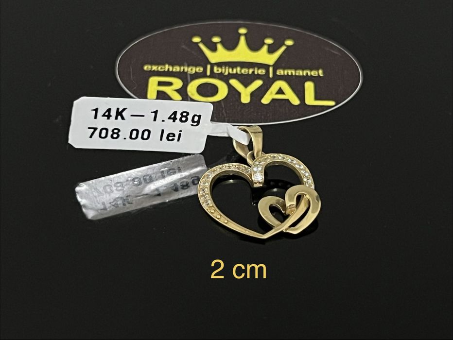 Bijuteria Royal CB : Pandant inimi aur 14k 585  1,48 gr