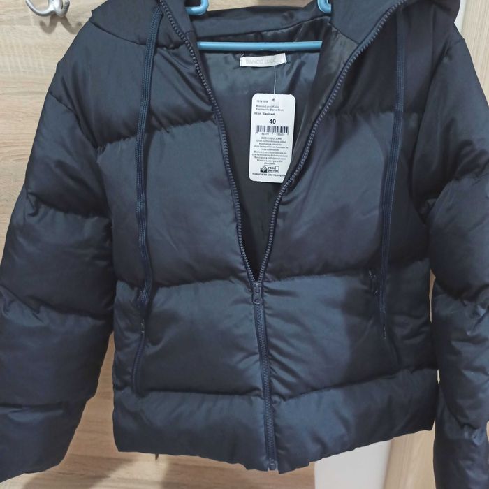 Geaca toamna/iarna femei cu gluga, marime L/40, albastru inchis, noua