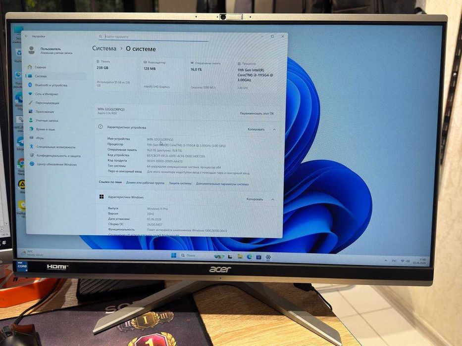 Acer C24-1650 Core i3-1115G4 ram 16 ssd 256