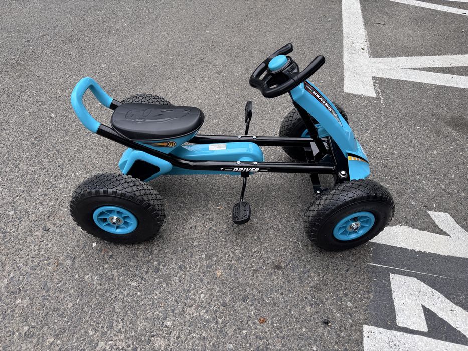 Kart cu pedale si roti gonflabile Driver Kidscare Albastru cart