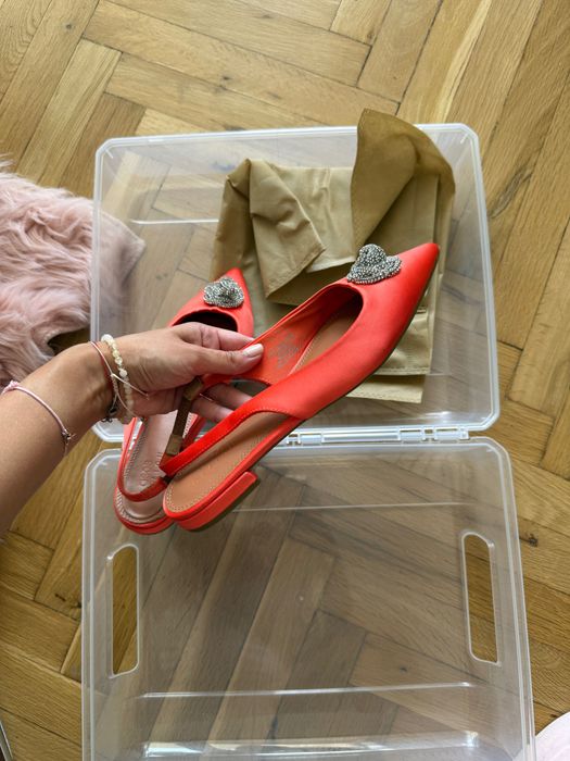 Оранжеви Asos равни обувки сатен