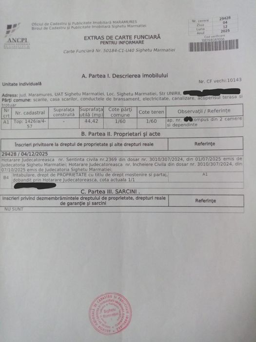 Apartament 2 camere de vânzare | Sighetu Marmației | centrală | termopan | cărămidă