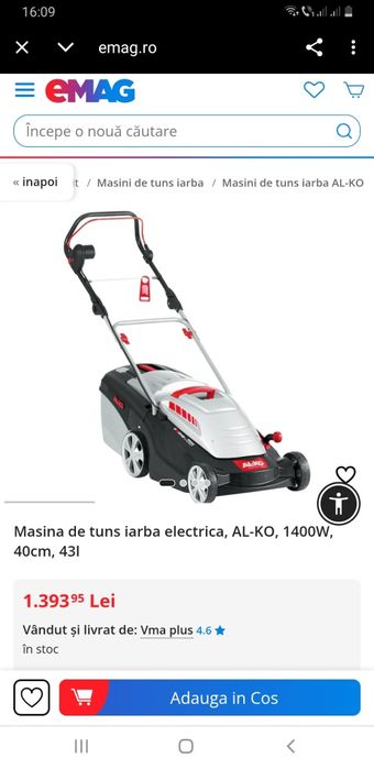 Mașină electrica de tuns iarba Al-ko.