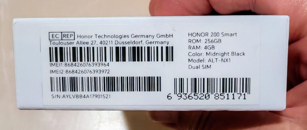 HONOR 200 Smart 5G  Midnight Black 4/256 GB sigilat!