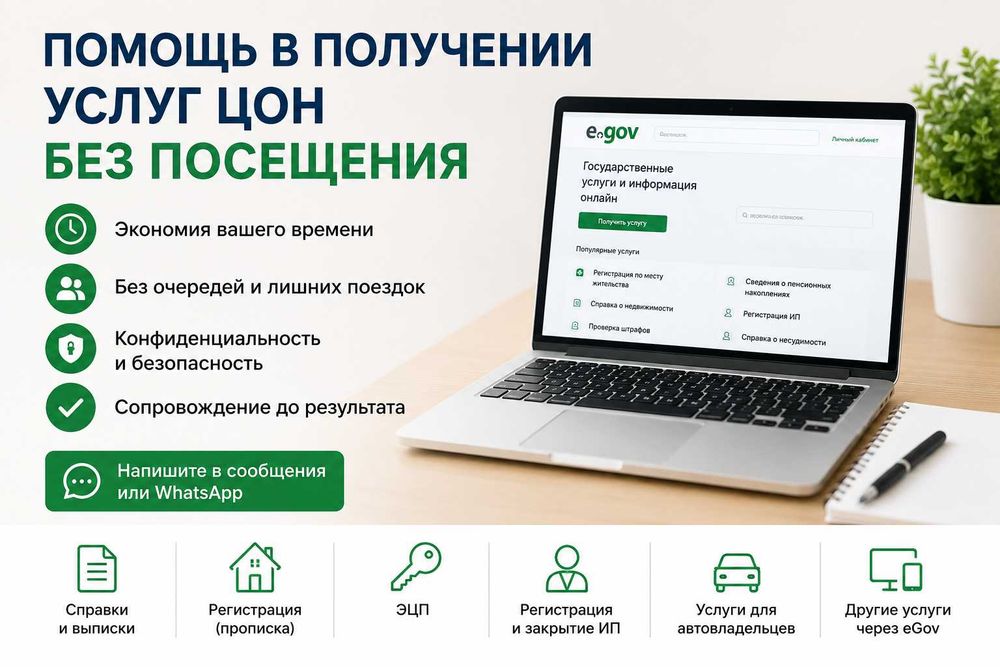 Помощь в получении услуг ЦОН и eGov без посещения