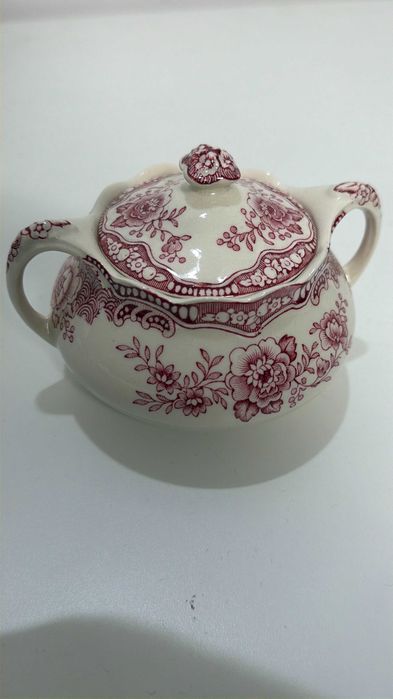 Zaharniță vintage Crown Ducal "Bristol" Made in England – transferware roșu