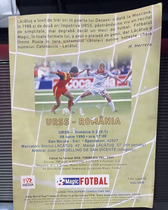URSS vs România – Cupa Mondială Italia 1990 – DVD Fotbal
