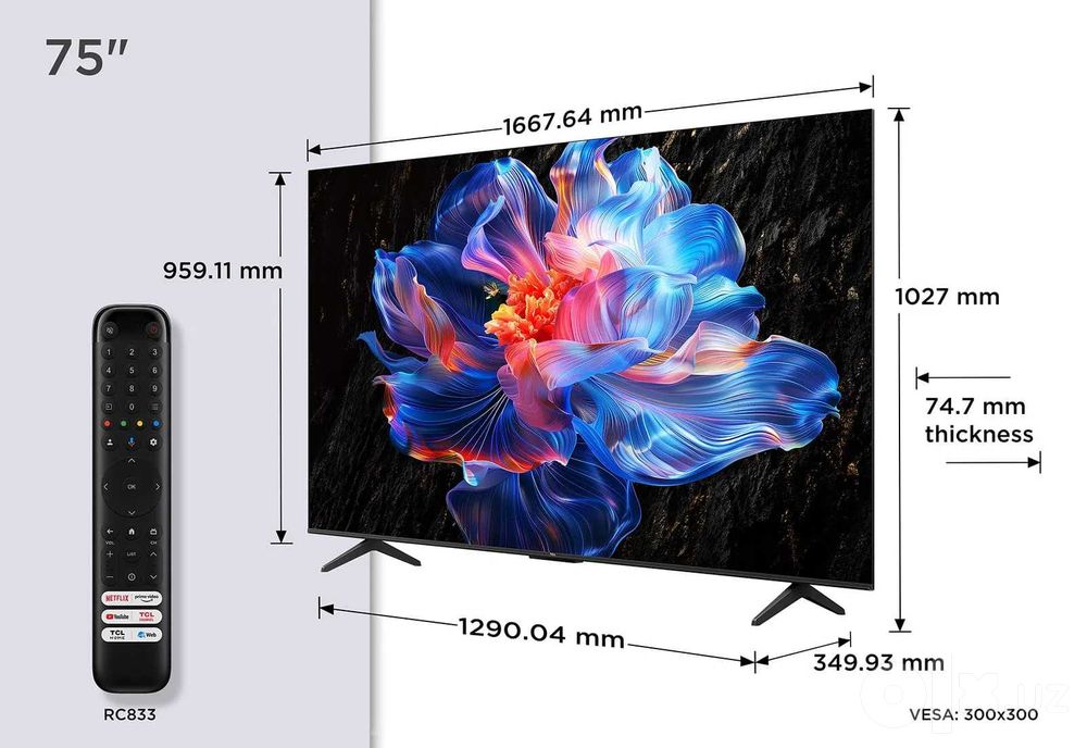 Телевизор TCL 75/65 V6C  65 разрешением 4K Ultra HD доставка бесплатно