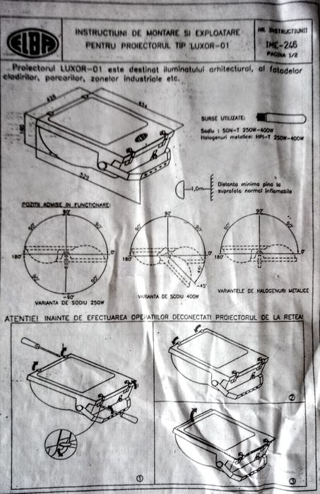 Reflector (proiector) halogen/led, 150W, cu/fără bec Philips, noi