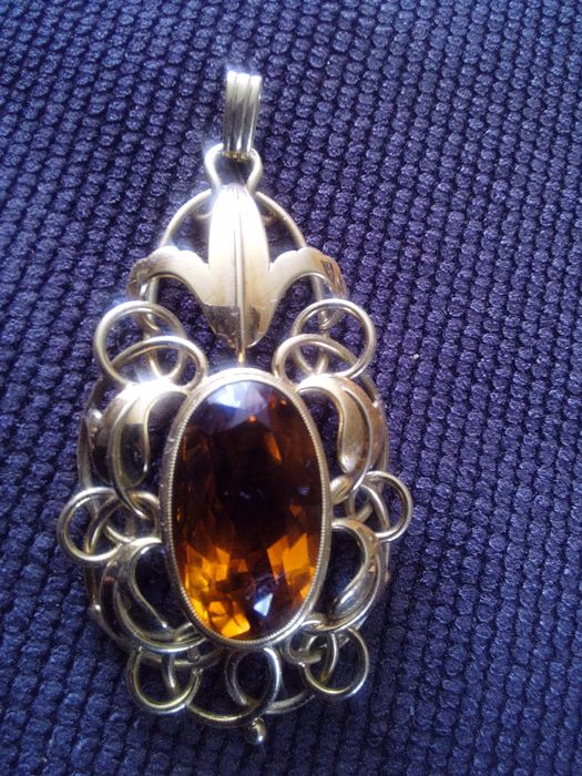 Medalion aur 14k si topaz vintage bijuterie bijuterii