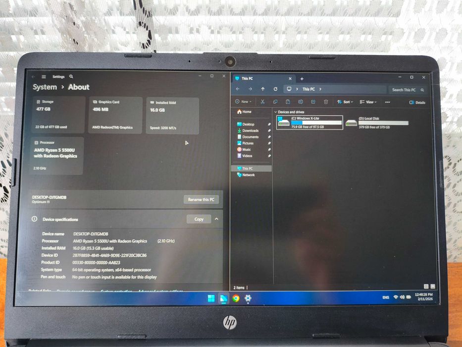 HP 14s R5-5500u 16/512gb