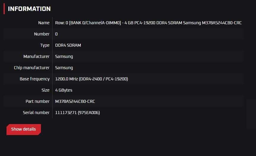 Rami 8Gb DDR4 pc Samsung 2400T dual chanel