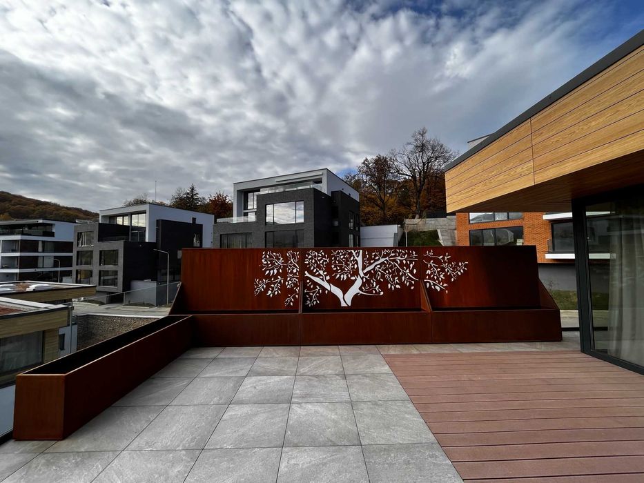 Jardiniere, ghivece, delimitare gazon din otel CORTEN