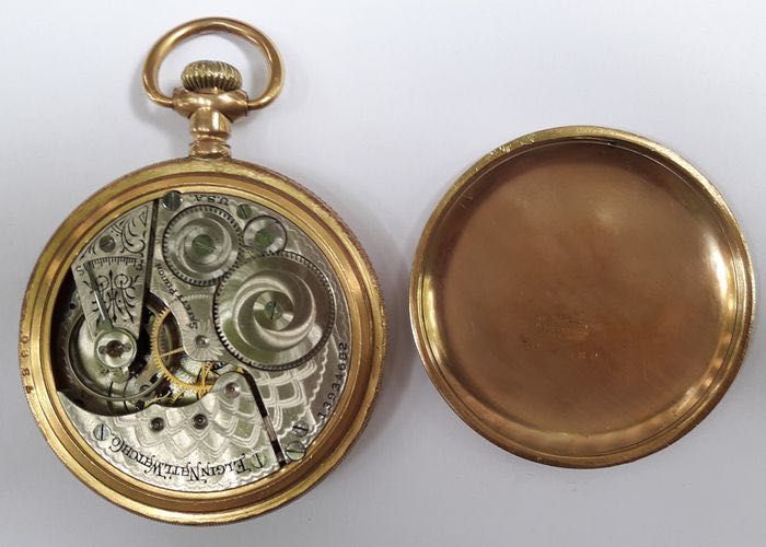 Рядък античен джобен часовник Elgin с масонски символи – около 1910 г.