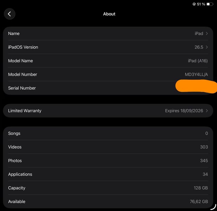 Ipad A16
Xotira 128GB
Wi-Fi 
Xolati yangi
Yomkost 100
ruchkasi bor
Zas