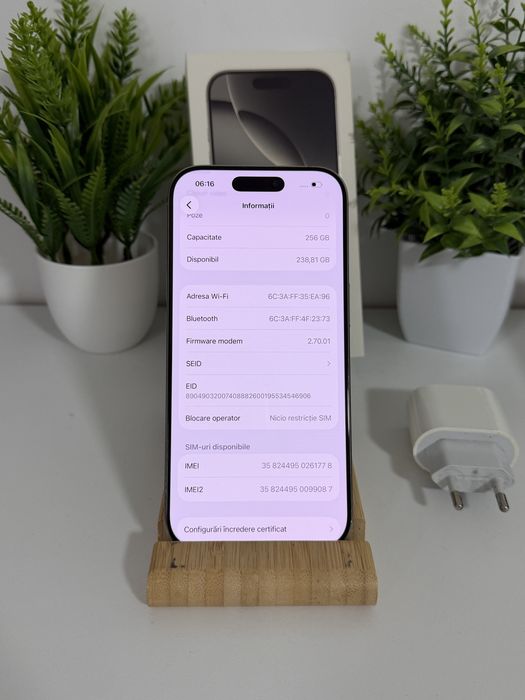 iphone 16 pro 256gb impecabil fullbox incarcator 4 huse 3 folii