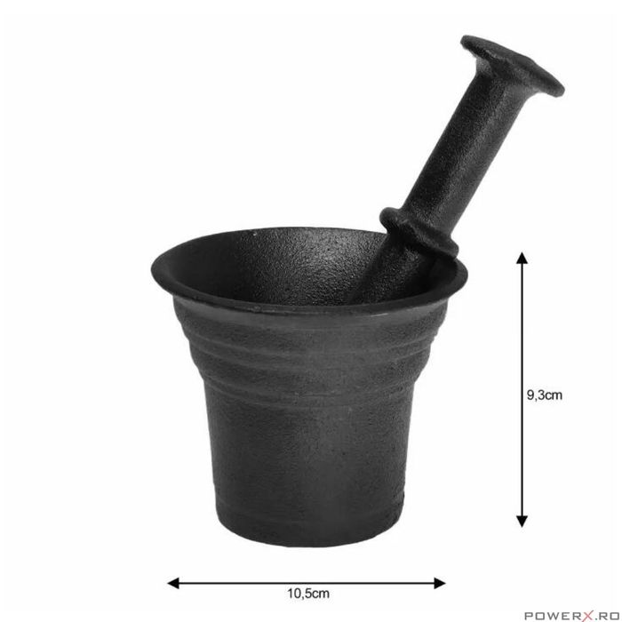 Mojar din fonta pentru condimente, cu pistil, 17x10 cm negru, Kinghoff