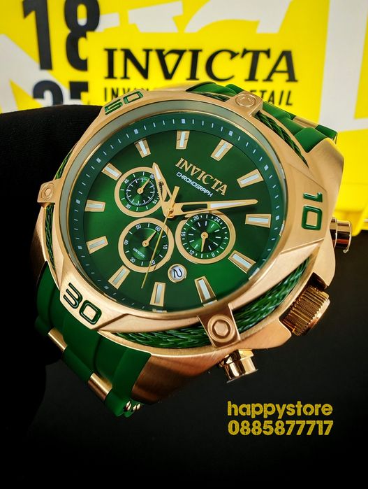 INVICTA Vanguard Green/Gold 50mm, Инвикта нов ръчен часовник