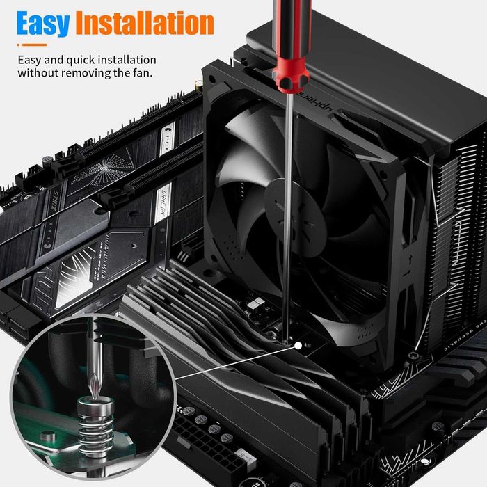 Охладител за процесор upHere P4K с 4 медни тръби и 120мм вентилатор