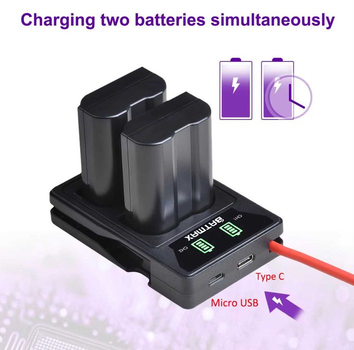 Двойно зарядно за батерии EN-EL15c за Nikon Z5 , Z6 , Z6II , Z7II , Z8