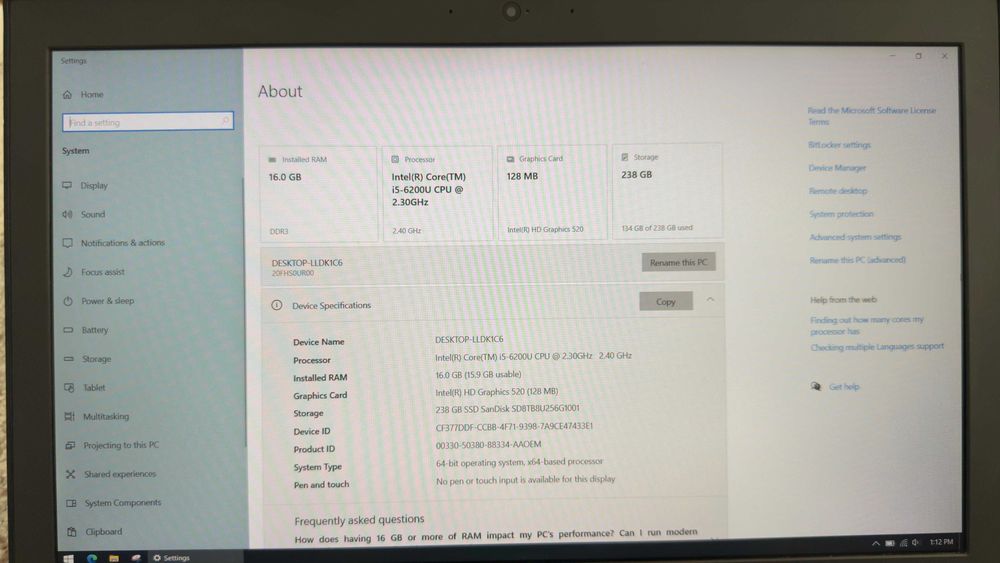 Laptop Lenovo ThinkPad T560
