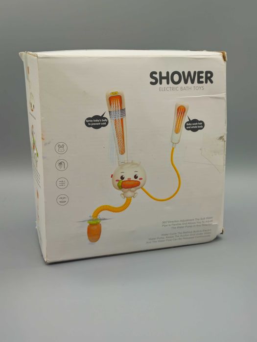 Електрически душ-играчка за баня с помпа, заек с вендузи и 2 душ глави