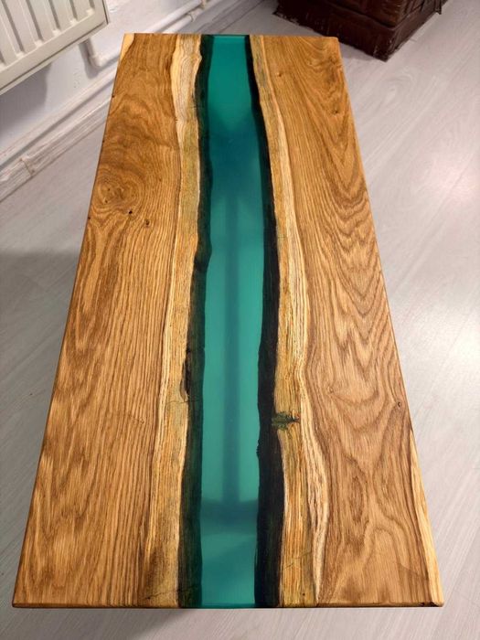 Masa cafea unicata - Rasina si Stejar Masiv "River Table"