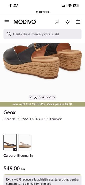 Espadrile Geox din piele , Sandale wedge de piele, Albastru ultramarin