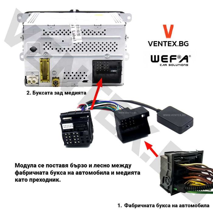 Bluetooth адаптер за Volkswagen Golf, Passat, Jetta, Polo - WEFA