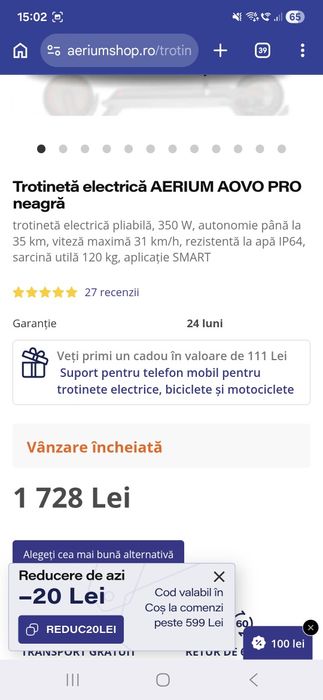 Trotinetă electrică Aerum Aovo Pro