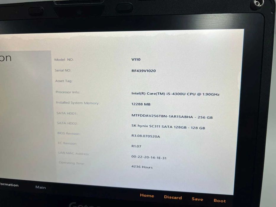 Laptop SH GETAC Fully Rugged i5-4300U SSD M2 256Gb+128 ram 12gb touch