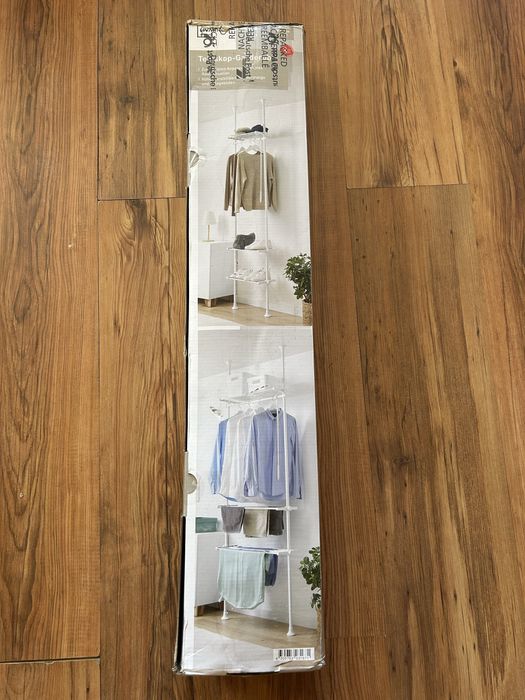 Телескопичен гардероб с 3 рафта и релса бял Livarno Home