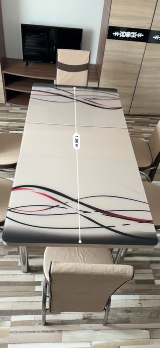 Masă de bucătărie extensibilă + 6 scaune – design modern